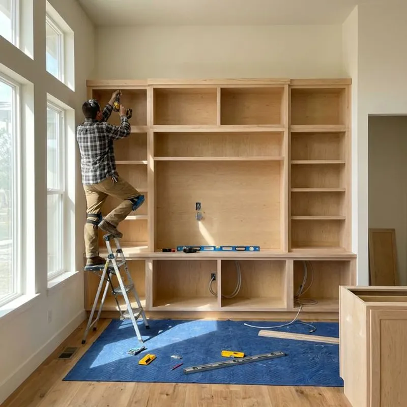 Custom entertainment center built-in installation