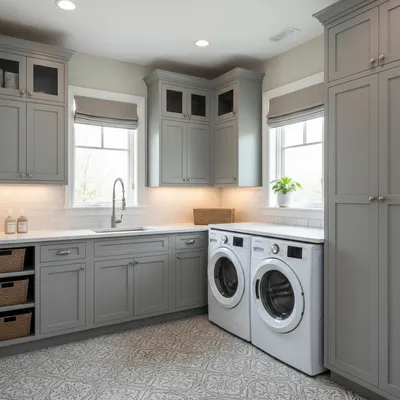 Grey Laundry Cabinets