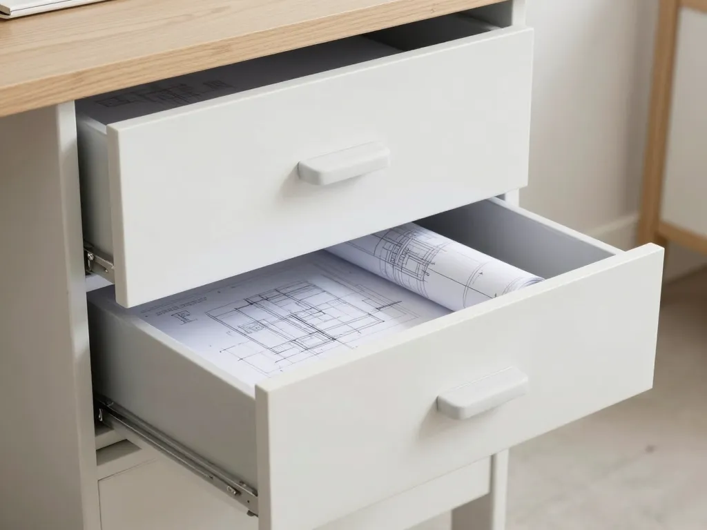 Architecture studio material sample library with organized pull-out storage