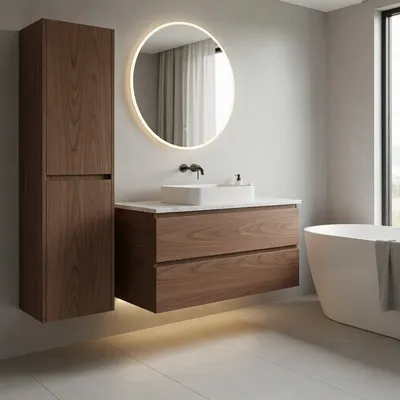 Floating Walnut Bath Vanity