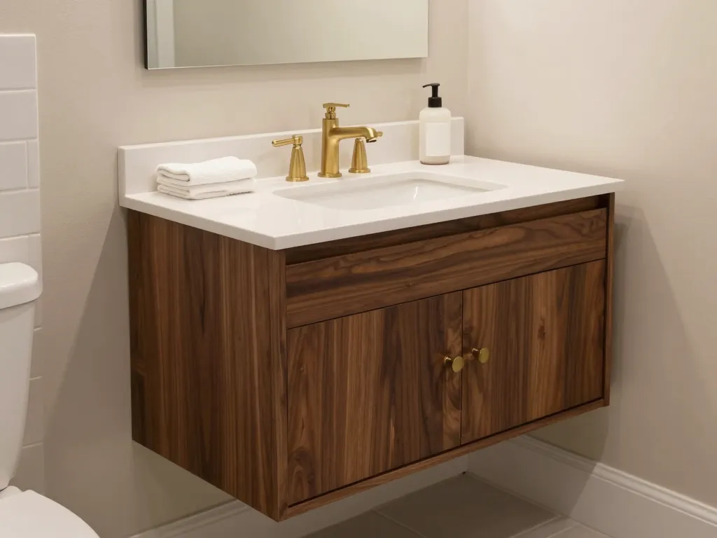Custom floating bathroom vanity in Stockton CA