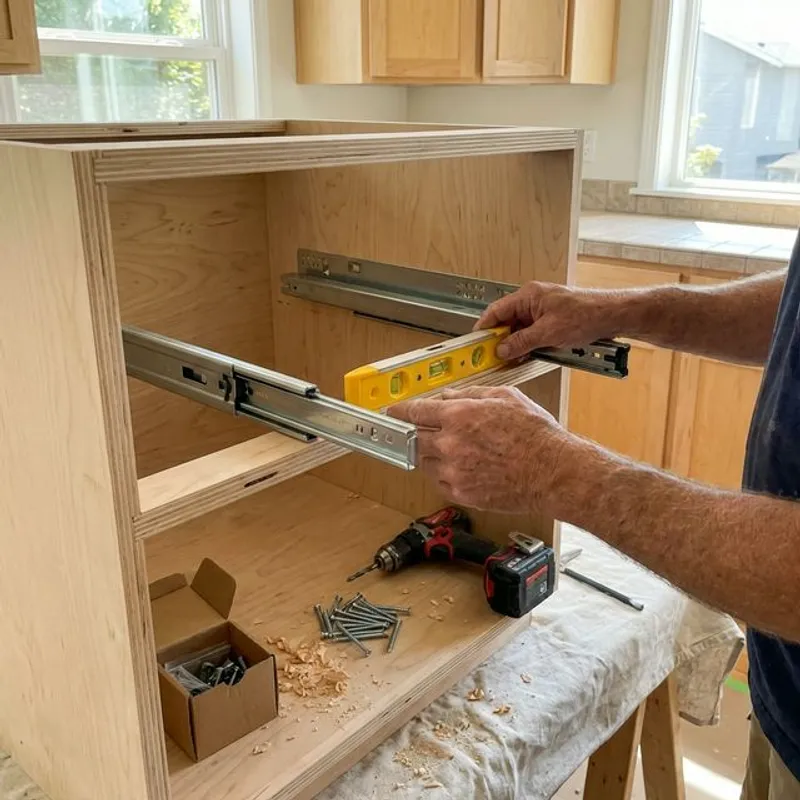 Full-extension soft-close drawer slide installation