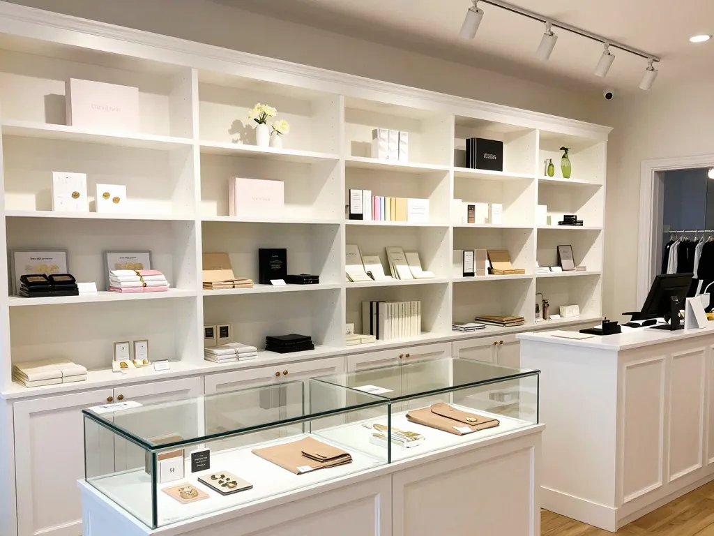 Custom retail store display cases and wall shelving in Stockton, CA