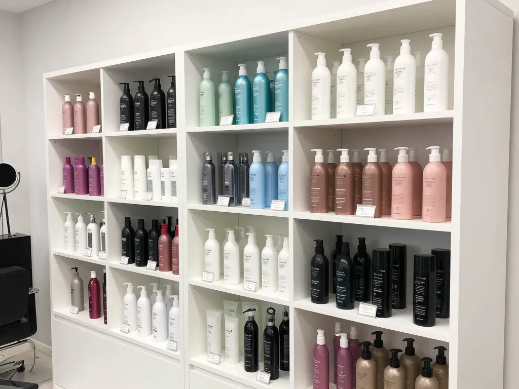 Spa treatment room cabinetry and retail display shelving